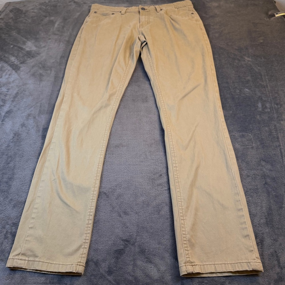 Saks Fifth Avenue 5 Pocket Chino Pants Mens 32x32โ Khaki Slim Stretch